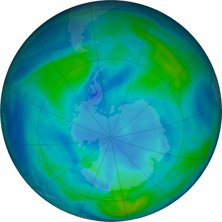 Antarctic ozone map for 02 May 2022